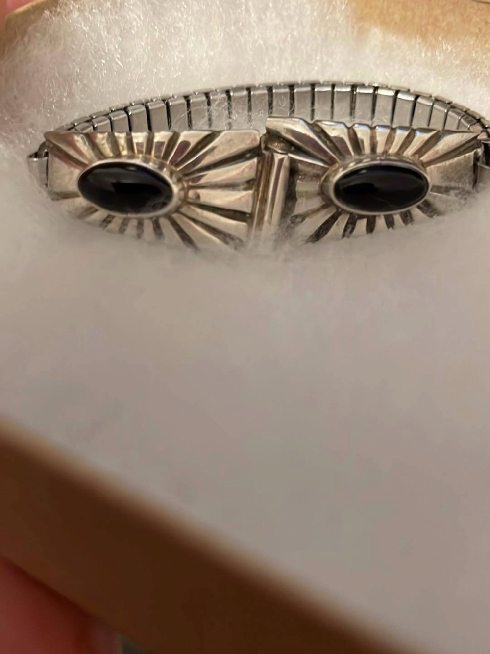 Sterling Silver watch tips with Black Onyx Accents